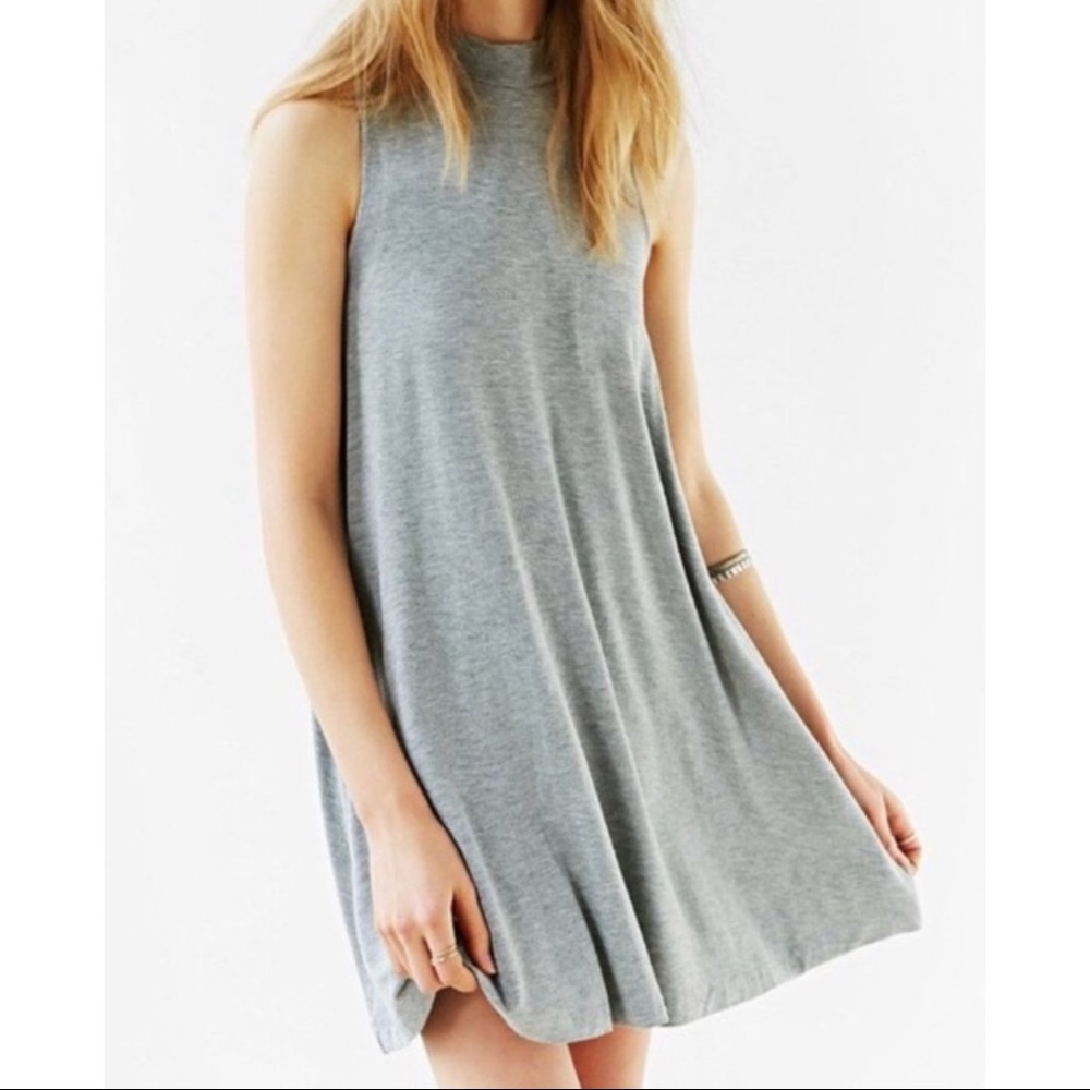 TOPSHOP Gray Mock-neck Sleeveless Casual Mini Dress - US 2